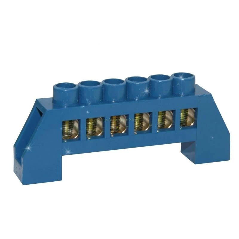 Blue Screw Brass terminal block Earth And Neutral block with 6 Pole