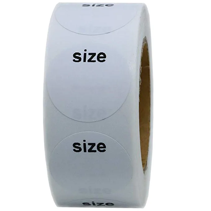 

500pcs/roll 1inch Round clothing "size" Stickers Labels sticker scrapbooking Adhesive Labels for Apparel Retail