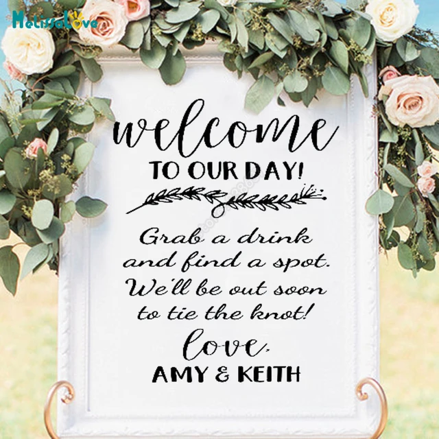 Wedding Welcome Reception Sign Vinyl Decal To Our Day Wedding Welcome Reception Sign Vinyl Decal To Our Day Custom Name Board Sticker