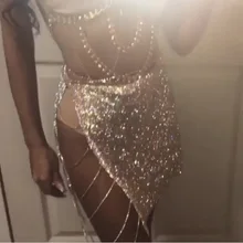 Со стразами, со стразами, со шнуровкой, металлическая цепочка, с разрезом сбоку, мини, блестящий, сексуальный сценический костюм, открытый вид, бальные костюмы