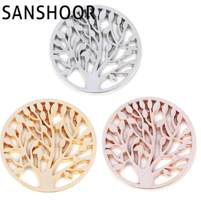 

SANSHOOR Jewelry 33MM Mix Color Tree of Life Coin 10pcs/lot FO-436ABC
