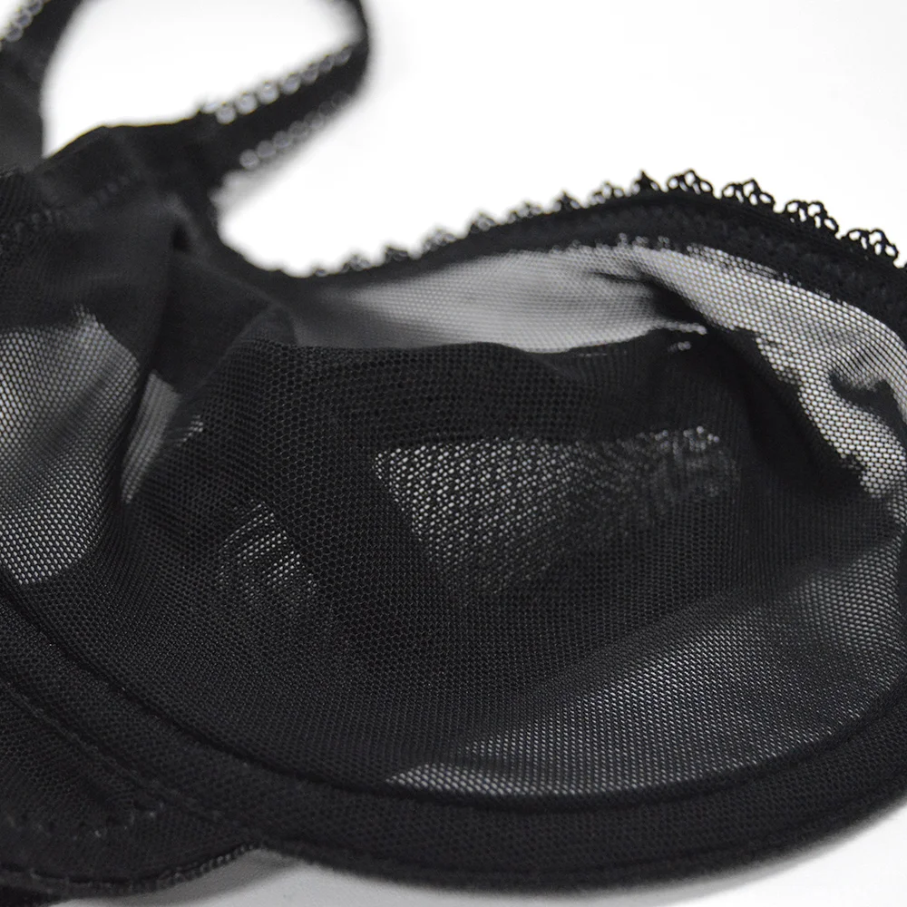 New Women bra panty see through M L XL XXL XXXL sexy gauze mesh transparent thin Bras B C D E F 75 80 85 90 95 100 Dropship