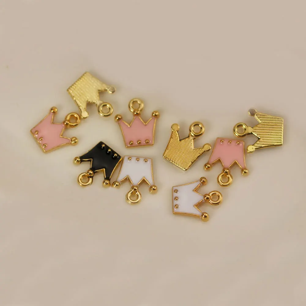 

10pcs RUIDAY Small Crown floating Enamel Charms Alloy Pendant for necklaces/bracelets DIY Female Fashion Jewelry Accessories
