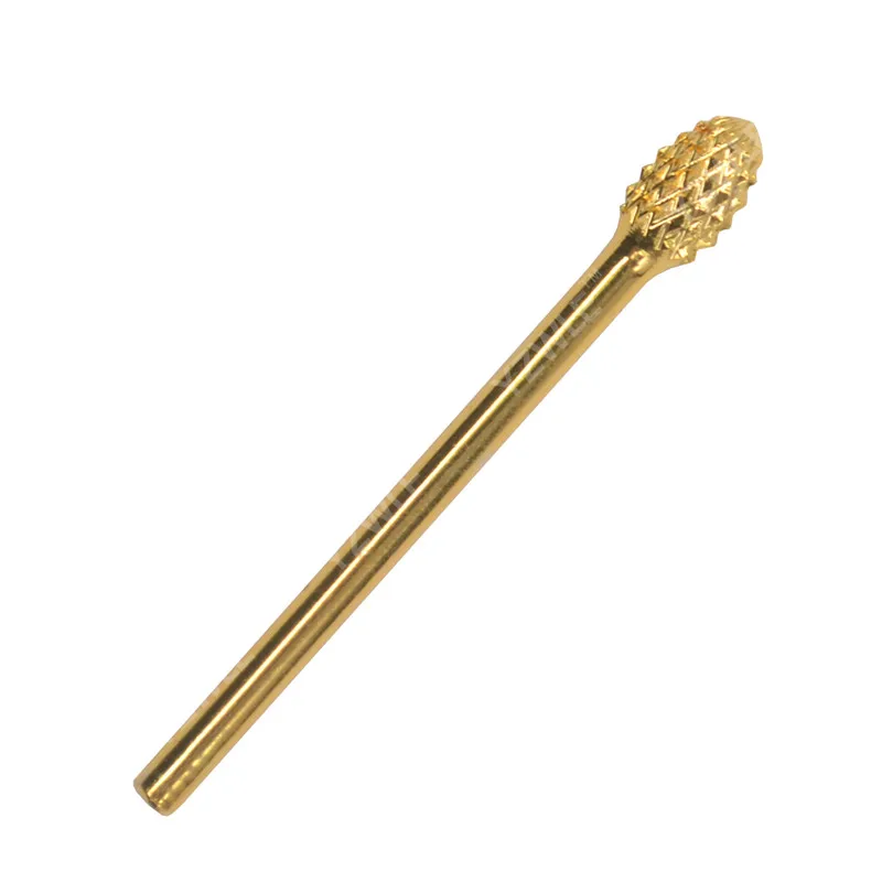 

YWK 3/32" Medium Flame Cuspidal Nail Drill Bit Polish Tool Gold Mounted Grinding Stone Head Electric Manicure Cutter Nail Files