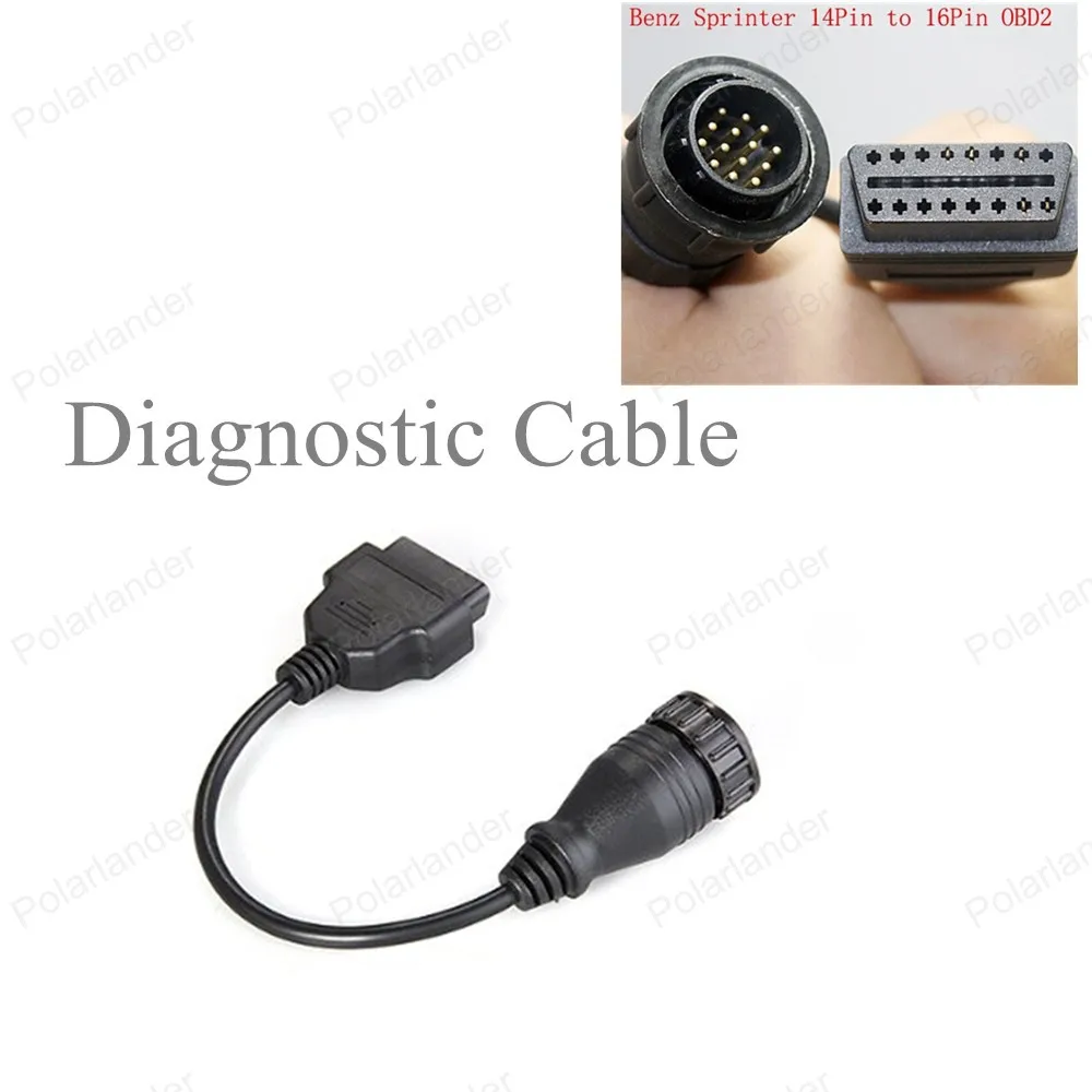 New 2016 Diagnostic Scanner Cable Car Scanner Cable 14pin to 16pin OBD2 ...