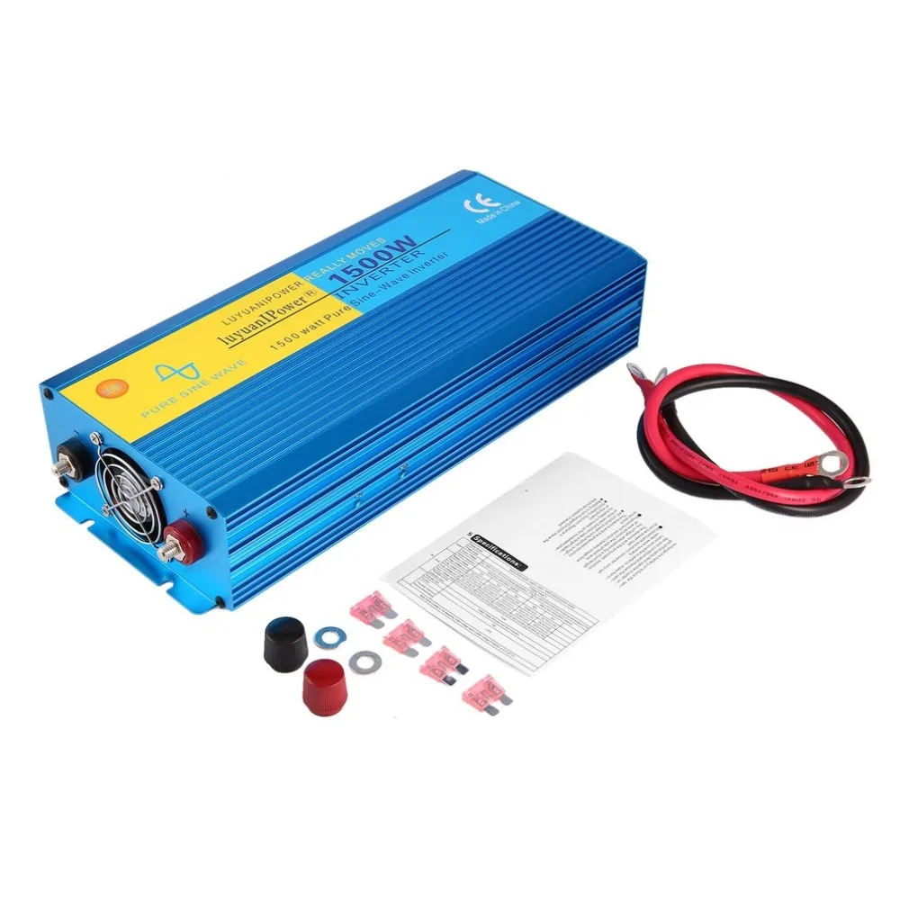 

Pure Sine Wave Inverter DC12V To AC220V 1500W Car Inverter Aluminum Alloy Housing High Conversion Efficiency Transformer