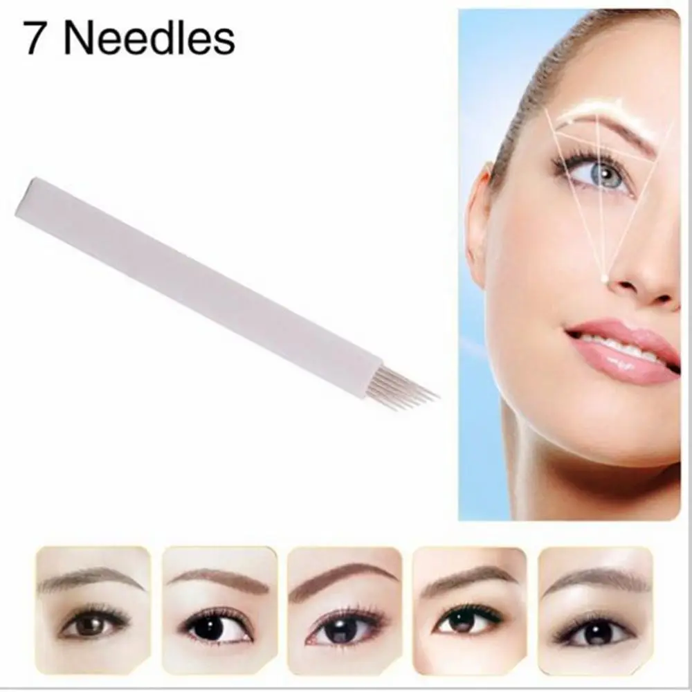 100PCS Microblading Needles 7 pins Eyebrow Tattoo Needles Blades For 3D