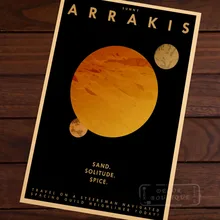 Arrakis Vintage Retro Kraft lienzo pinturas póster mapas hogar carteles para Bar decoración de pared regalo Marco de aleación de madera