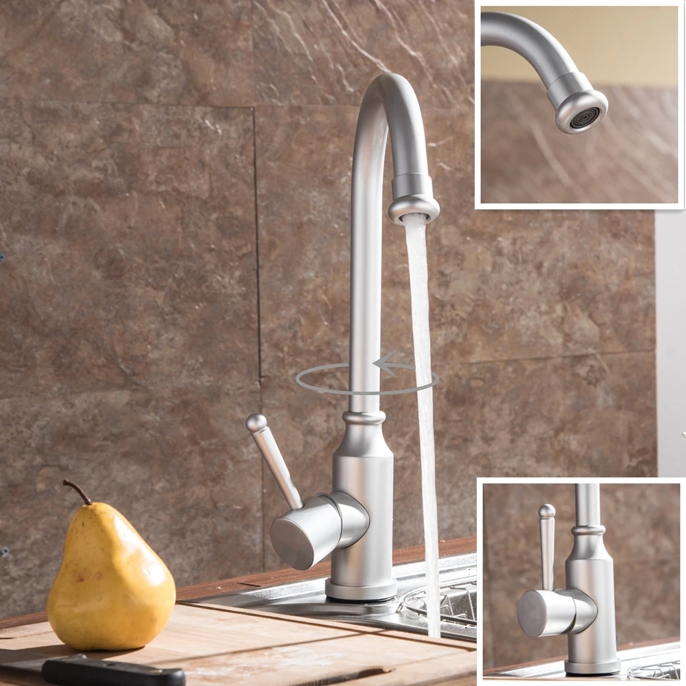 Mixer Hot And Cold Water Classic Kitchen Sink Faucet Space Aluminum Brushed Process Swivel Basin Faucet 360 Degree Rotation Mci6