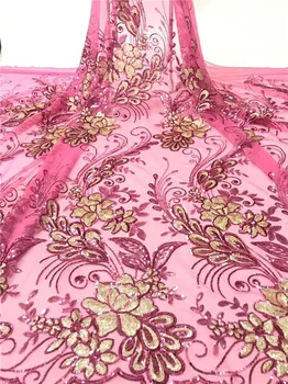 

New fashion flower tulle lace fabric latest French net lace fabric for evening dress PDN183(5yards/lot) multi color