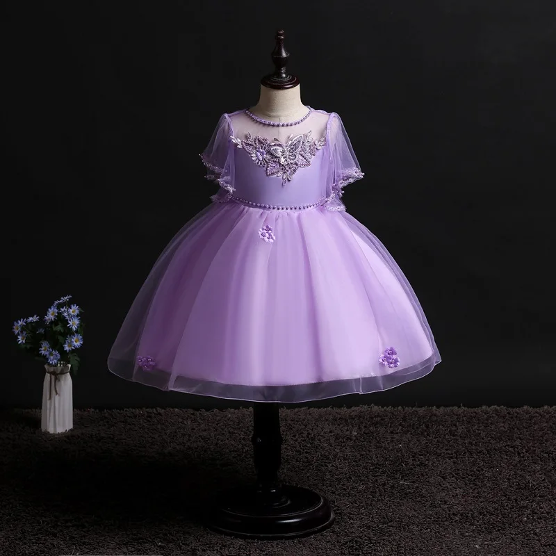 Одежда для маленьких девочек; вечерние платья для девочек-подростков; Свадебные платья с бабочками и бусинами для девочек; костюм принцессы на выпускной - Цвет: as picture