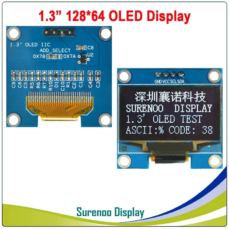 Реальный oled-дисплей, 1," 128*64 12864 Графический SPI IEC IIC ЖК-модуль, ЖК-экран LCM SH1106 контроллер - Цвет: IIC PCB in White