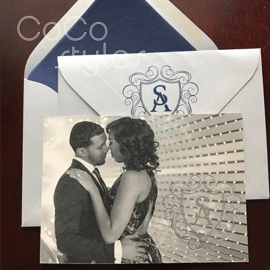  Cocostyles custom romantic colorful printing save the date invitation card with gold foiling text f - 32890041155