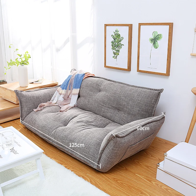Y81 Modern Design Floor Sofa Bed Adjustable Sofa Plaid Japanese Style Furniture Living Room RecliningFolding Sofa with Pillow