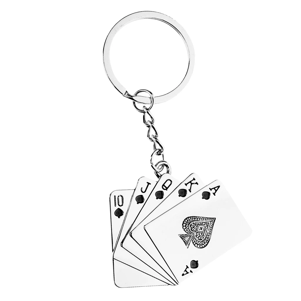 Metal Poker Playing Card Keychain Charm Men Key Chain Key Ring Car Gift