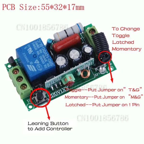 220 V 1CH 10A радиочастотный приемник и передатчик беспроводной пульт дистанционного управления для световой лампы Momenrary тумблер с защелкой Регулируемый 100 шт./партия