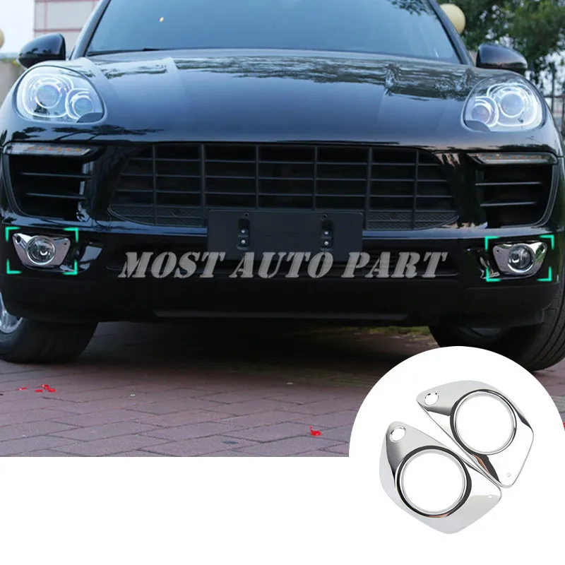 

ABS Chrome Front Fog Light Trim Cover 2pcs For Porsche Macan 2014-2017