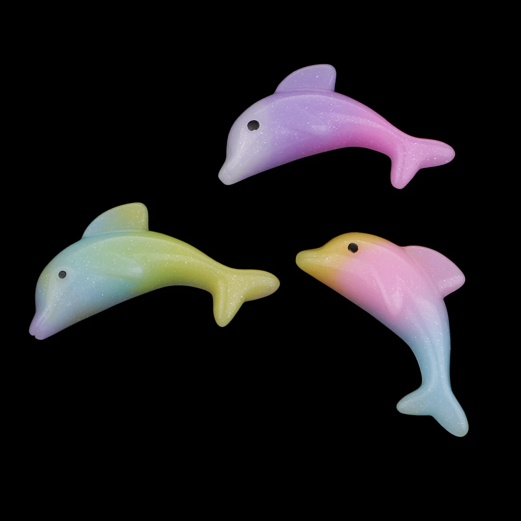 20Pcs Resin Dolphin Craft Flat Back Embellishment Cabochons Craft Decorations Kids Crafts Supply Jewelry Findings 32x13mm