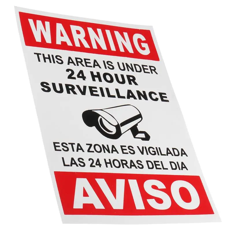 Safurance Предупреждение этой области находится под 24-часовое наблюдение английский и испанский знак безопасности CCTV домашняя камера безопасности