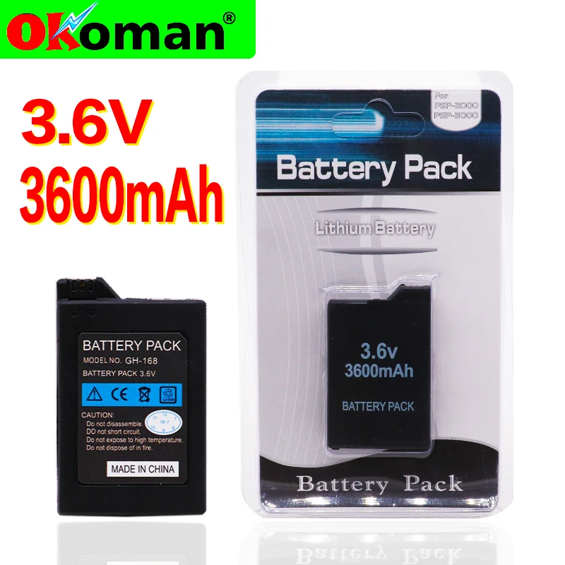 

3600mAh 3.6V Lithium Ion Rechargeable Battery Pack Replacement for Sony PSP 2000/3000 PSP-S110 Console