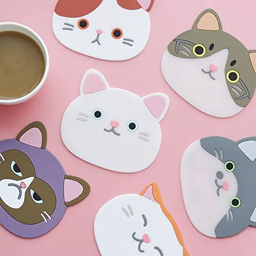Cat Cup Silicone Coaster Mug Rubber Mat for Wine Glass TeaBest Housewarming Beverage Drink Beer Home House Kitchen Decor (7)