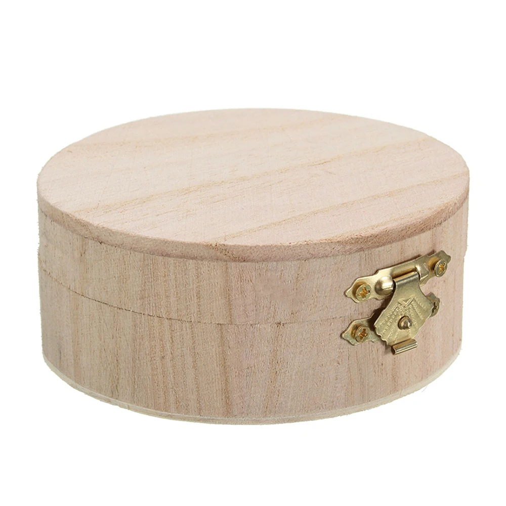 Round Unfinished Wooden Box Helping Hands Craft