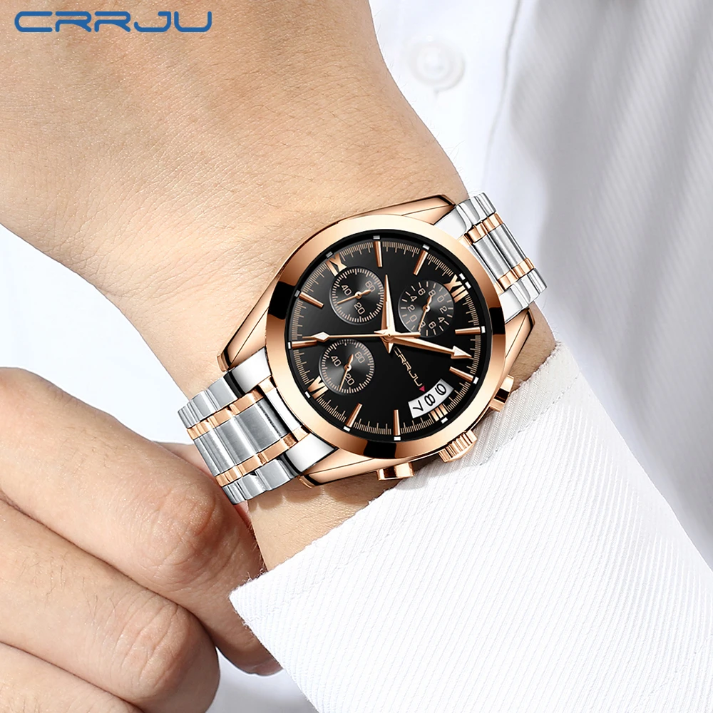 Relogio Masculino CRRJU Для мужчин Топ Элитный бренд военные спортивные часы кварцевые