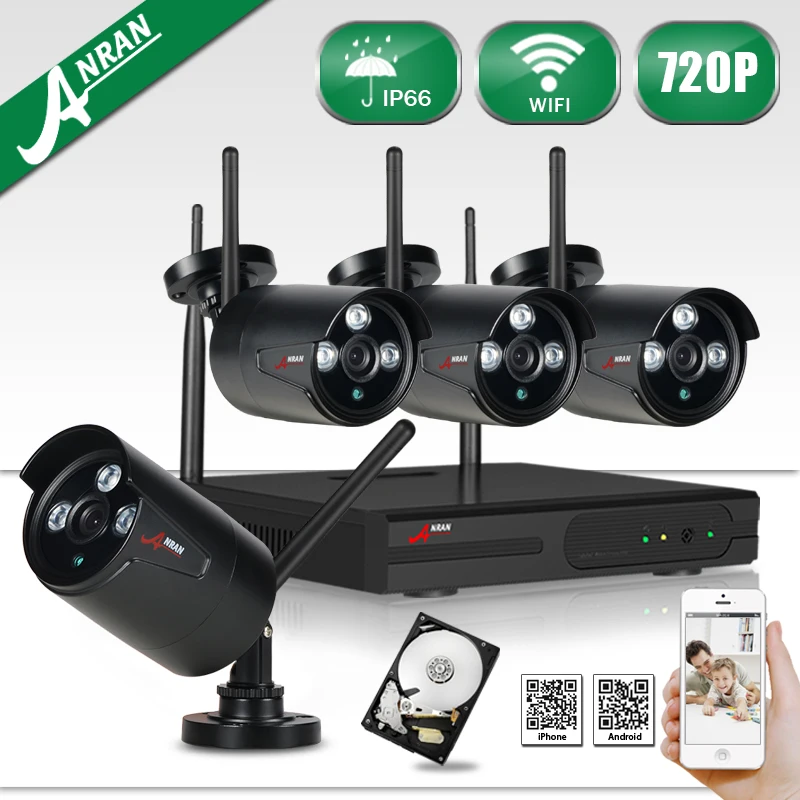 Special Offer ANRAN Plug and Play 720P HD Wireless Kit Outdoor Waterproof IP Camera WIFI Security System 1TB HDD Selectable