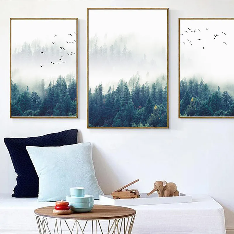 

Decorative Picture 1PC Wall Art Nordic No Frame Home Decoration Poster Wall Picture Forest Lanscape Canvas Painting