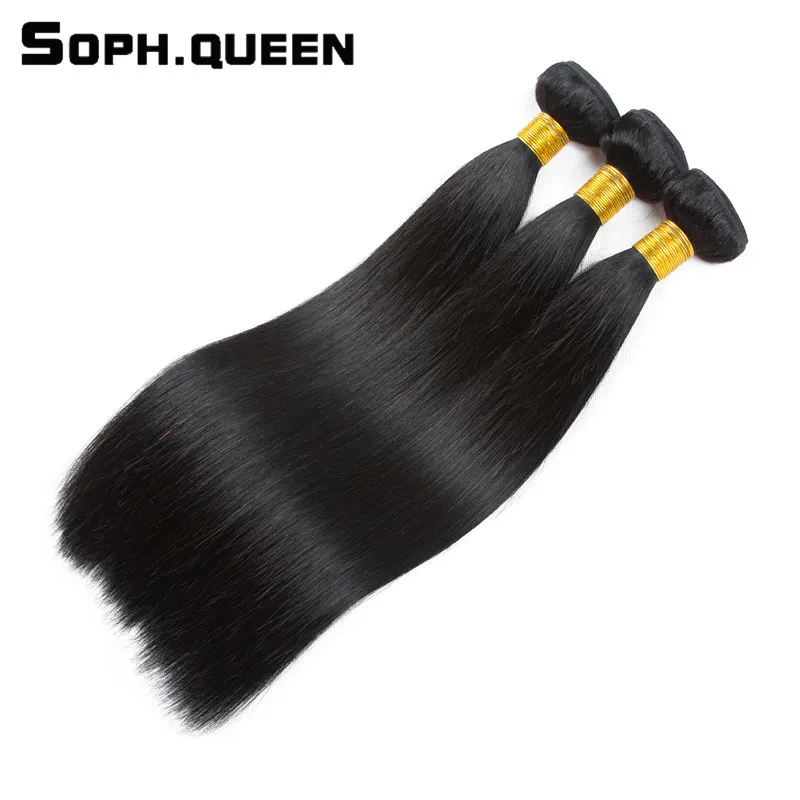Soph queen Natural Black Remy Hair Malaysian Straight Wave 3 Bundles