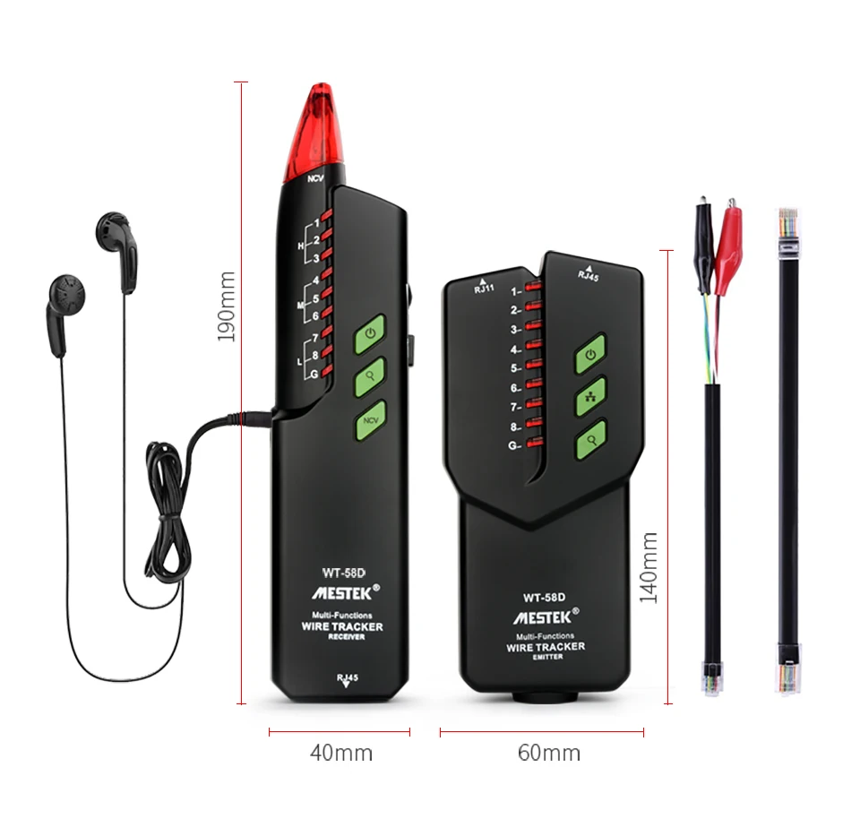 MESTEK цифровой сигнал RJ11 RJ45 NVC телефонный провод трекер технология дизайн без помех/шум кабель детектор линия искатель