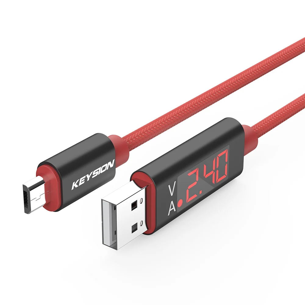 KEYSION Micro USB кабель цифровой дисплей Быстрая зарядка USB кабель для передачи данных для samsung Xiaomi планшет Android, телефон usb шнур для зарядки - Цвет: Красный