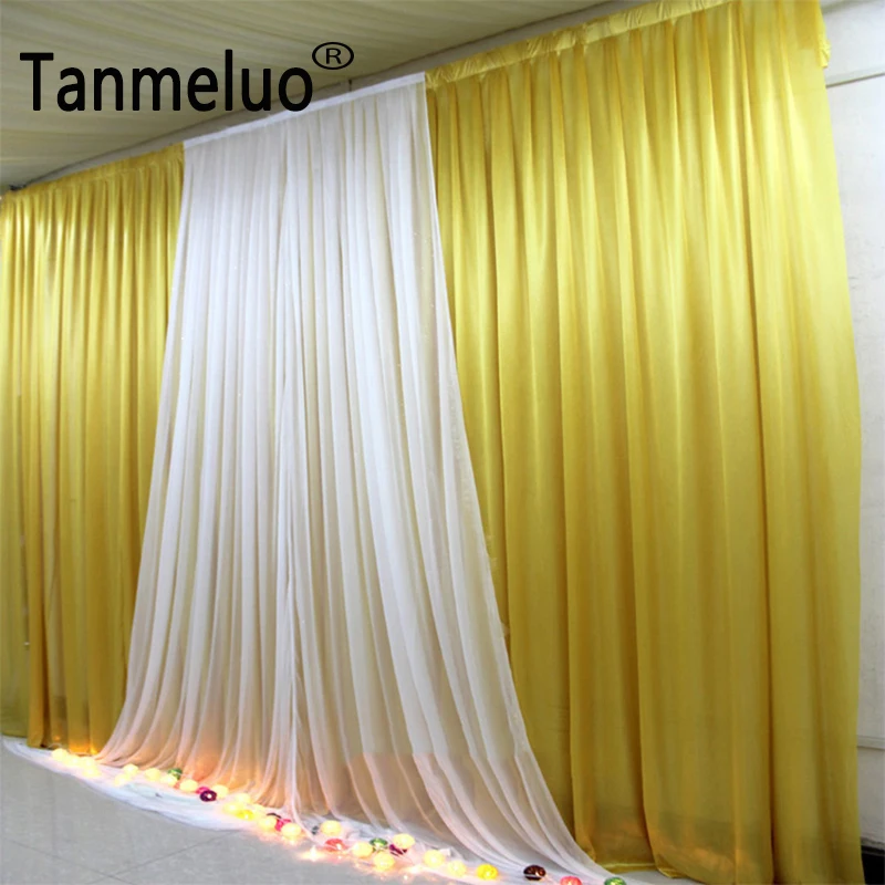2x2M/3x3M Gold White Wedding Backdrop Curtain Baby Shower Birthday Parties Drapes for Bridal Shower Background Panels Cloth