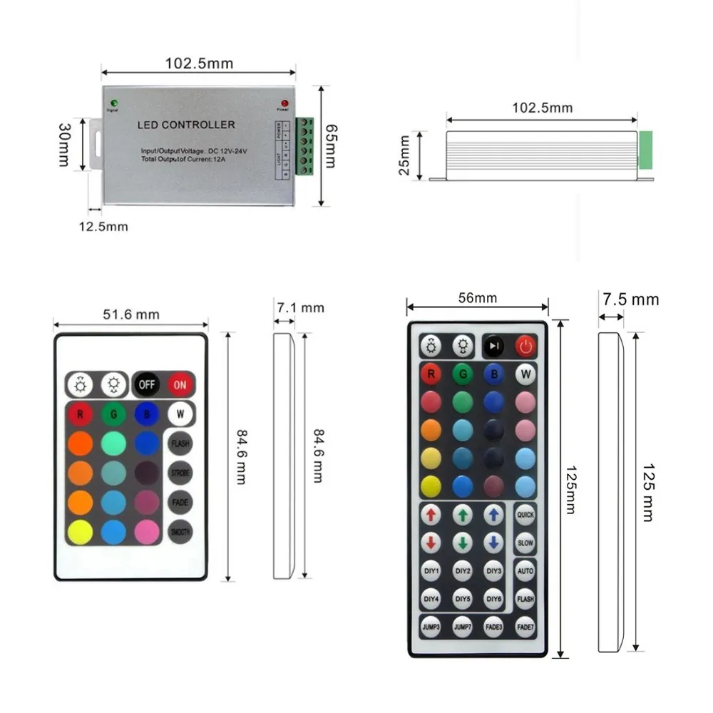 Светодио дный контроллер 24/44 Ключи светодио дный ИК Панели управления rgb ИК-пульт дистанционного диммер DC12V 144 Вт для SMD 3528 5050 10 м-20 м светодио