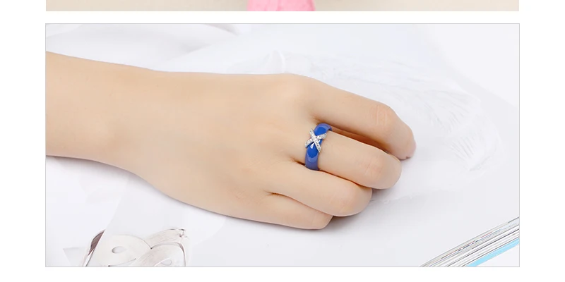Hot X Крест кольца Синий Розовый керамические здоровые ювелирные изделия для женщин 6 мм Гладкие керамические кольца женский подарок Свадебные ювелирные изделия золото серебро
