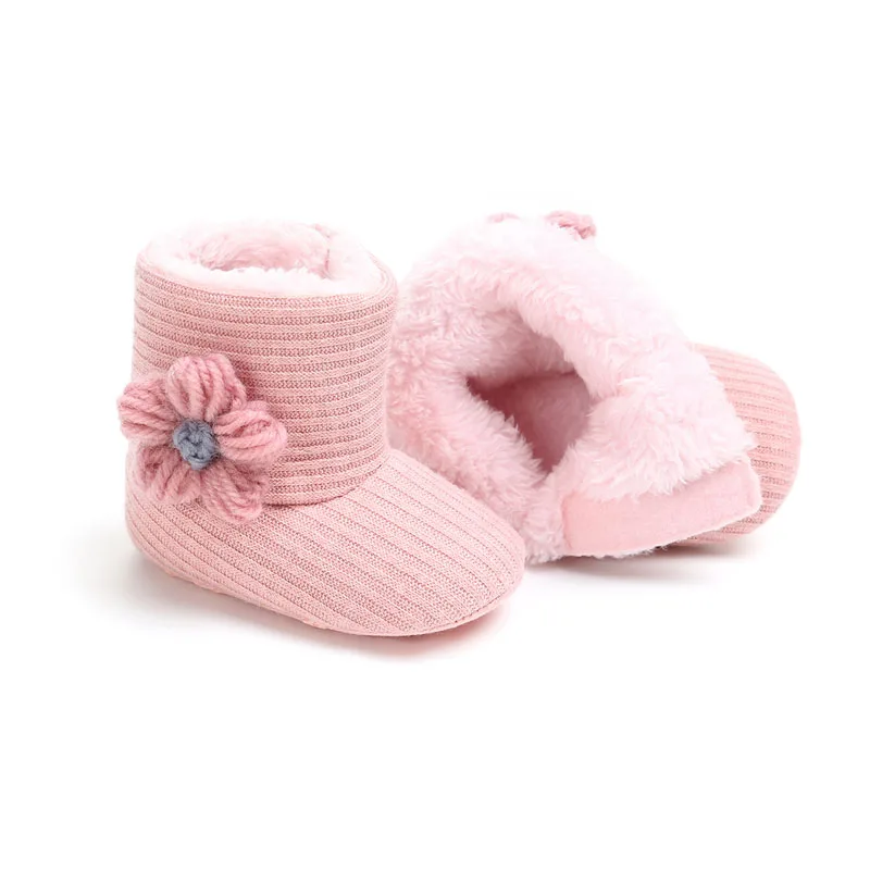 Повседневные зимние ботинки унисекс для новорожденных и маленьких мальчиков и девочек; обувь для новорожденных; ботиночки с цветочным узором для маленьких девочек; вязаные ботинки - Цвет: Model 2