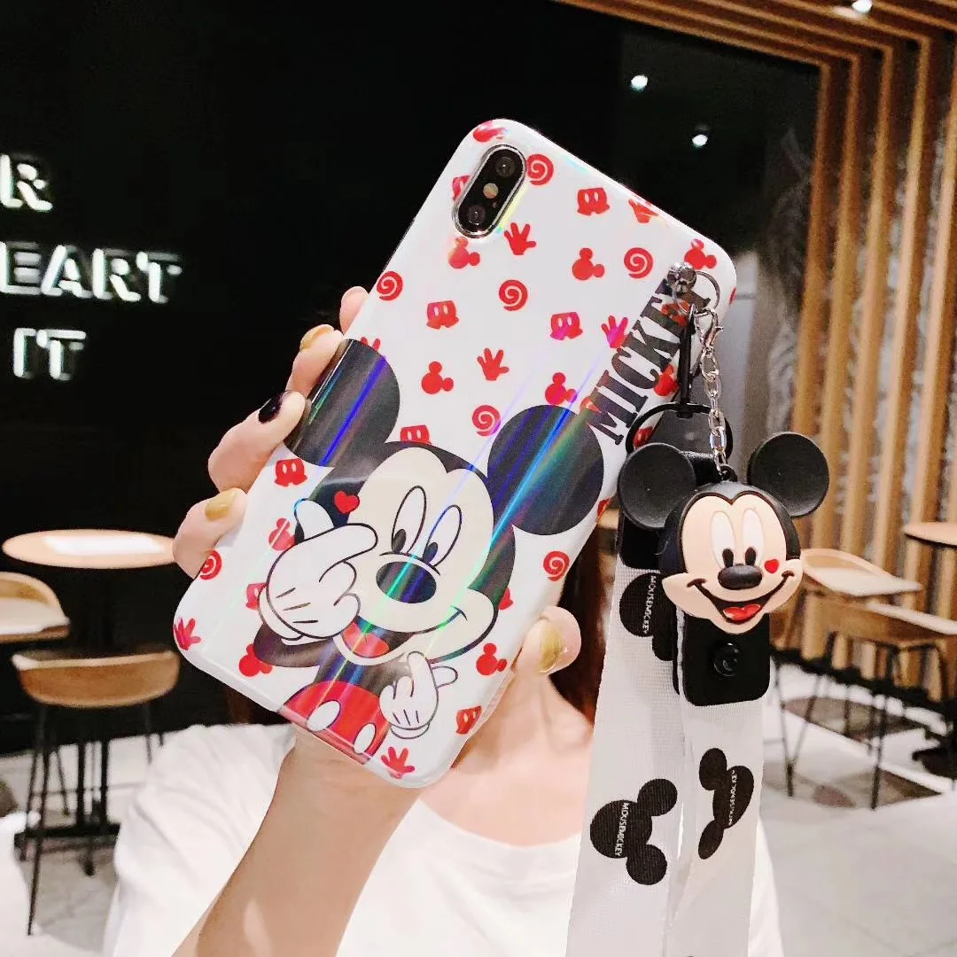 Чехол для huawei P30/p20 pro/nove3e minnie, для huawei p10/honor 9/mate10pro, чехол из ТПУ с рисунком+ длинный ремешок, 3D игрушка