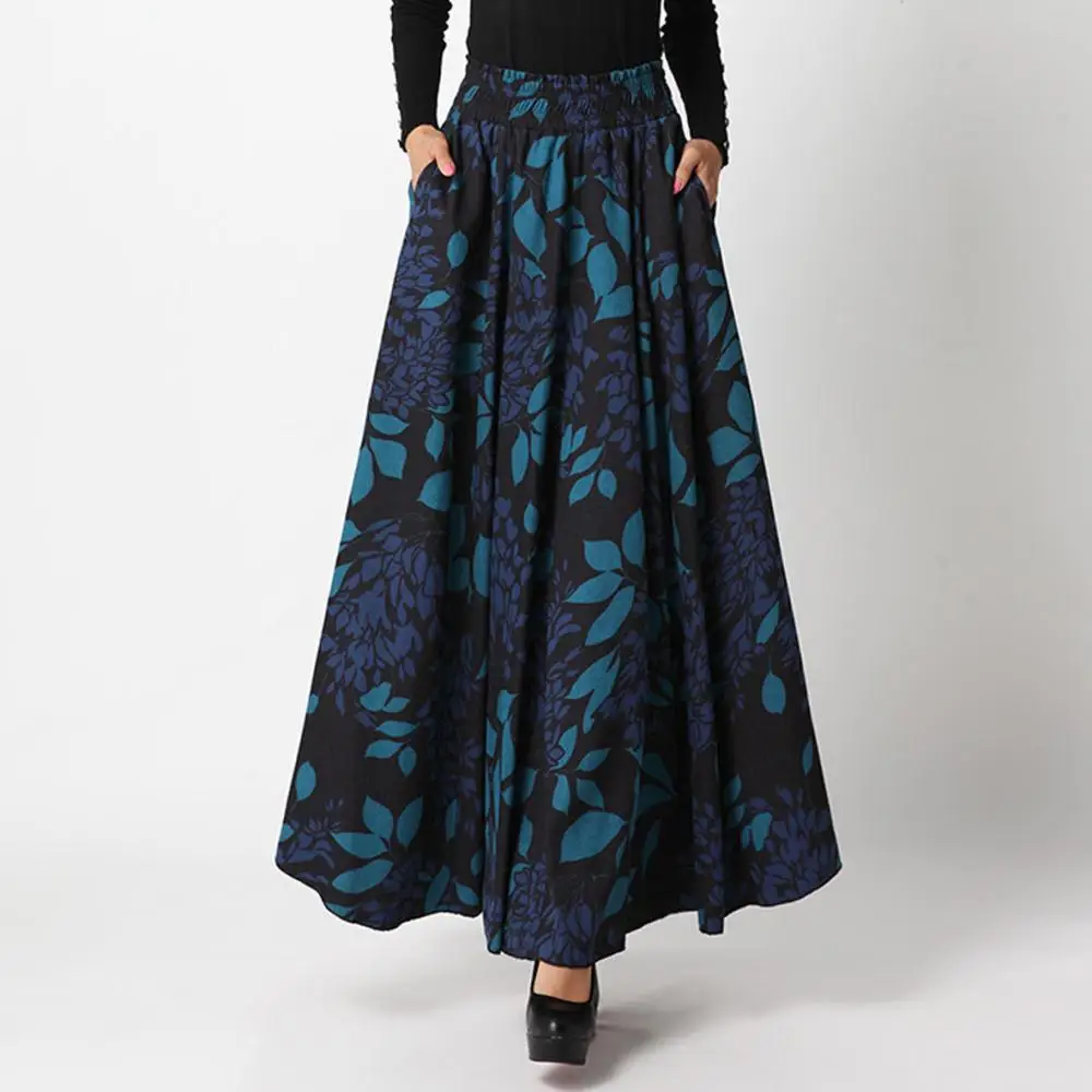 На заказ,, осенняя и зимняя женская длинная юбка большого размера в богемном стиле, Женская плиссированная утолщенная длинная юбка