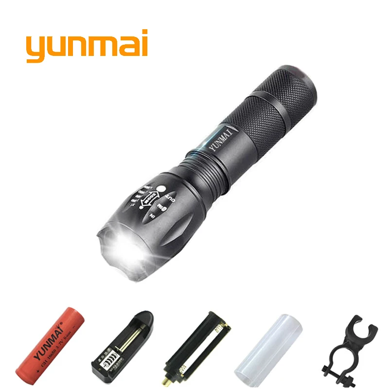 

Powerful XML T6 XM-L2 LED Tactical Torch Portable LED Flashlight Lantern use 1x18650 OR 3xAAA Rechargeable Battery Hunting Light