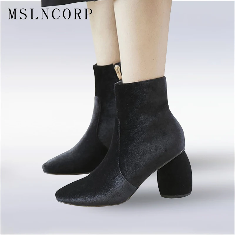 

Plus Size 34-43 New Fashion Women Ankle Boots Spring Autumn Shoes Woman Dress Martin Boots Flock Suede Leather Winter Snow Boots