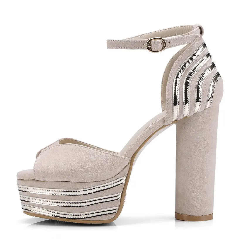 High Beige Sper Größe Wasserdichte Frauen 2018 Heels Sandalen brown Ol schwarzes Schuhe Tasslynn 42 Flock Platz Mode 34 Schnalle Sexy yYT0KBwq