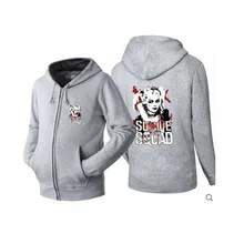 Suicide Squad Harley Quinn Joker Cosplay hoodies men Coat Hoodie Winter Thicken Jacket Sweatshirts Plus Size