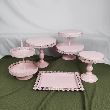 

5pcs new type wedding decoration cupcake display pink metal Cake Stand set
