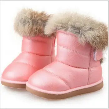 

Kids Boots Children's Rubber Boots Winter Children Thicken Plush Snow Boots Child Warm Leather Short Baby Infant white shoe