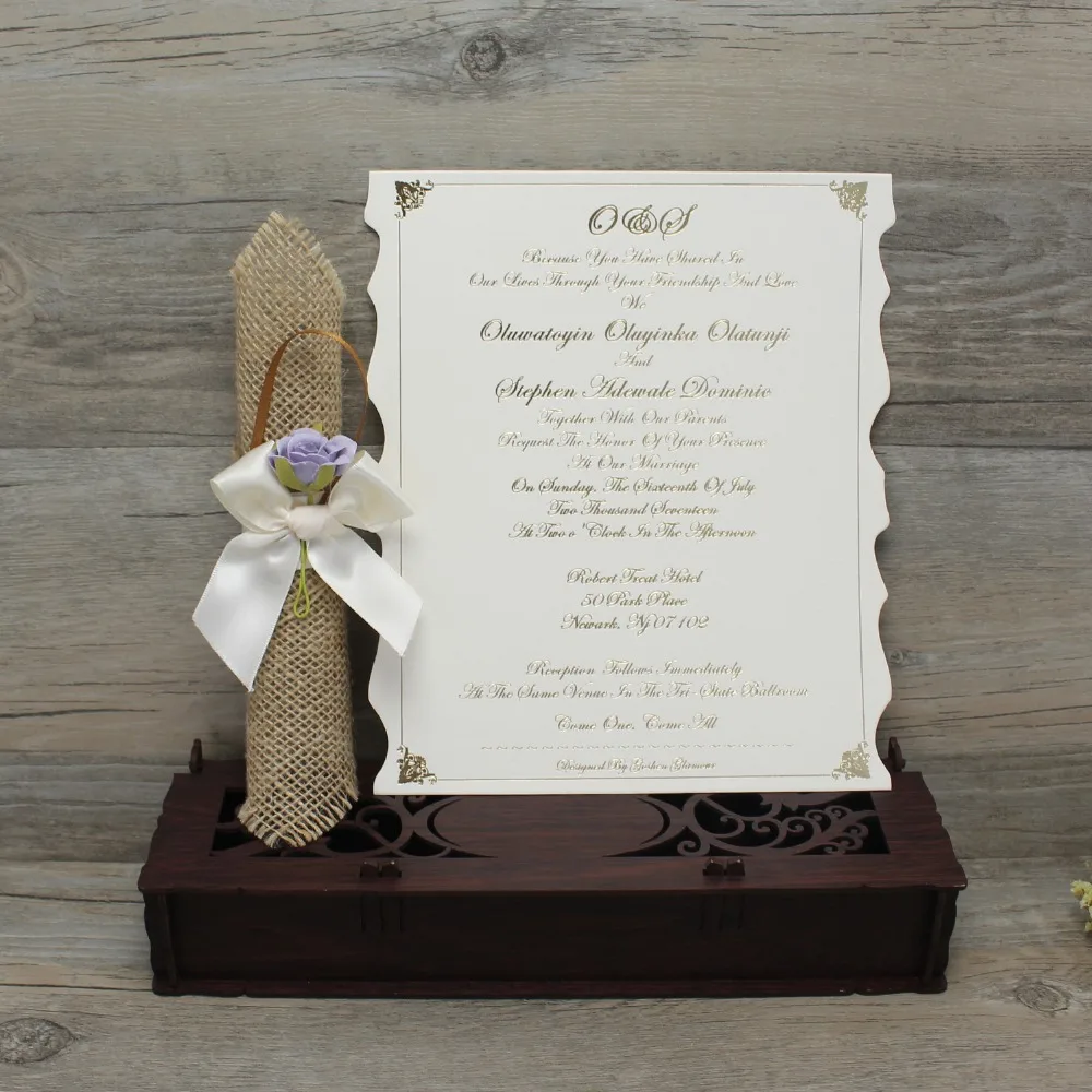 

100 Pcs Laser Cut Wedding Invitation Card Elegant,Custom Scroll Invitation Card Birthday Party,Greeting Card With Box And Flower