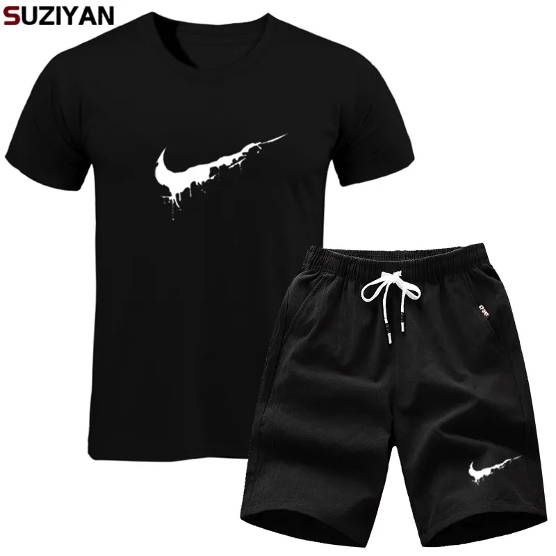 

Quality Men's Sets T Shirts+shorts men Brand clothing Two piece suit tracksuit Fashion Casual Tshirts joker Workout Fitness Sets