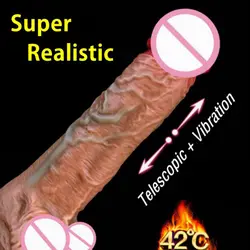 Автоматический телескопический нагревательный пенис, фаллоимитатор, вибратор секс-игрушки для взрослых Женщина эротическая женская