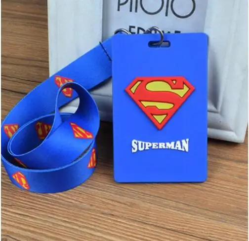 

1 pcs avengers superman blue pvc Lanyard Key Chains Pendant party Gifts Neck Strap Card Bus ID Holders Identity Badge Lanyard