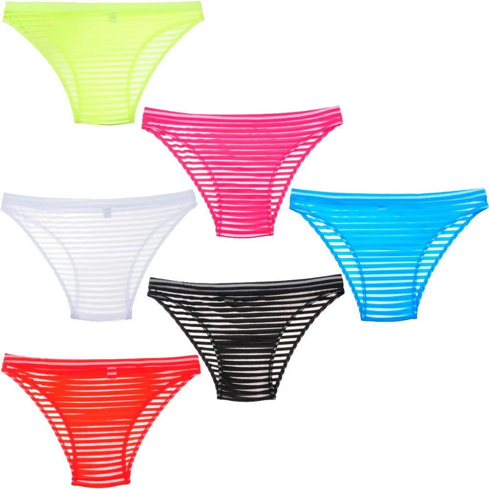 

Fashion Striped See-Through Mesh Sexy Men's Underwear Bikini Briefs Shorts Popular Pouch Male Underwear Underpants Men Brief