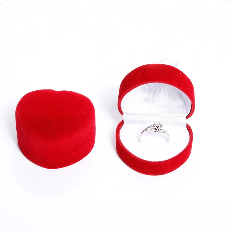 Милая бархатная коробка для колец в форме сердца, чехол для хранения ювелирных изделий, для свадебного кольца, подарок на день Святого Валентина, органайзер, чехол для переноски s - Цвет: Red